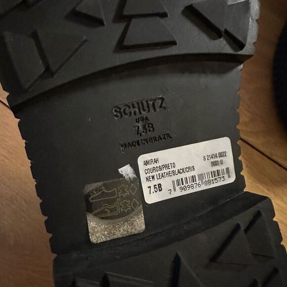 Schutz amirah black leather boots shimmer nwot 7.5 - Picture 7 of 10